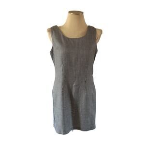 Vtg Y2K 2000s Black White Houndstooth Mini Dress Sz M Academia Grunge Preppy